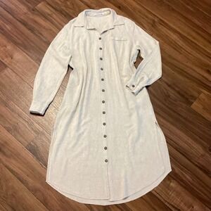 by Egreis Maybel Minimalist Button Front Shirt Dress in Cream Medium